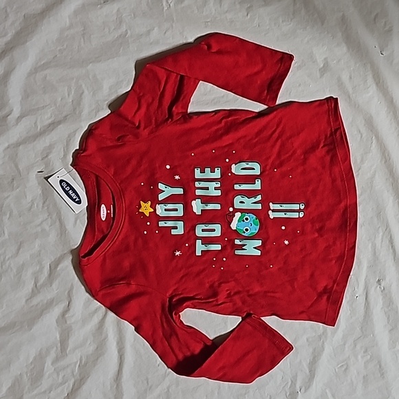 Old Navy Long-Sleeve JOY TO THE WORLD!! Red Graphic Tee Toddler Girls 3T New - Picture 11 of 11